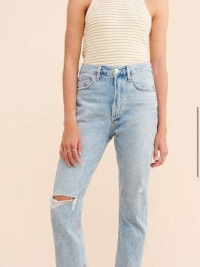 Agolde Riley High-Rise Cropped Straight Jeans
